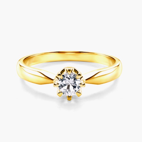 Pierścionek zaręczynowy SAVICKI: złoty, biały szafir